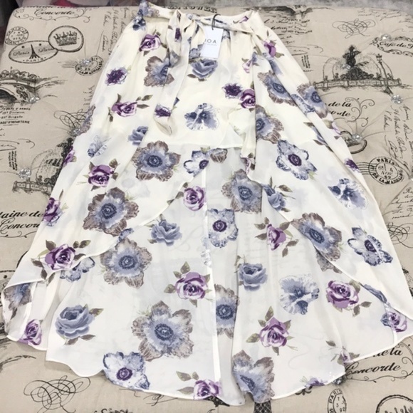 J.O.A. Wrap Skirt In Lavender Floral - Picture 4 of 7